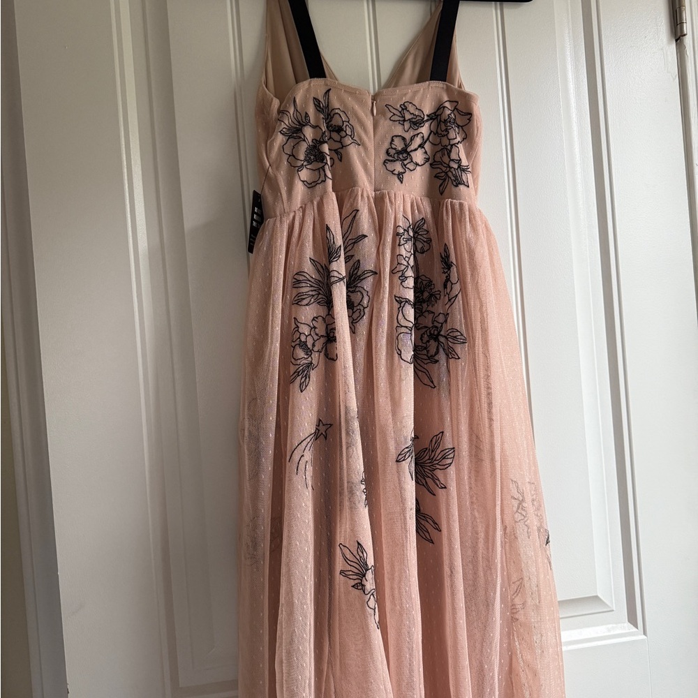 Express Pink Tulle Dress with Black Straps, Embroidered - Picture 11 of 11
